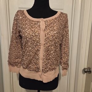 American Eagle Outfitters Pink Sequin Cardigan